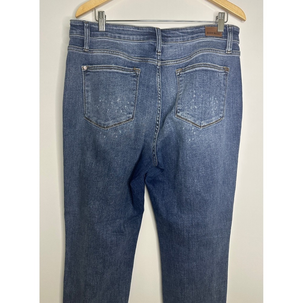 Judy Blue Billie Bleach Splash Boyfriend Jeans Blue High Rise Plus Size 15 / 32 - Picture 13 of 15